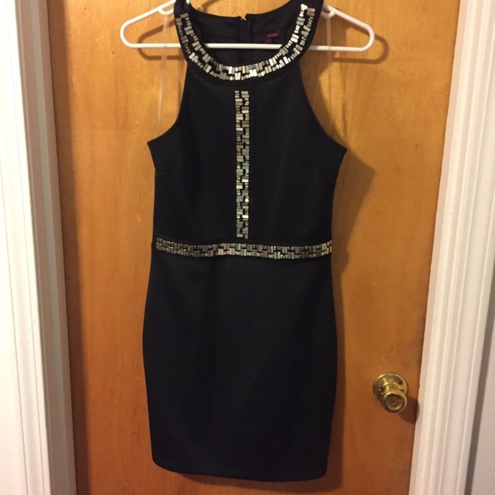 Juniors size 13 black dress silver beading- BONGO